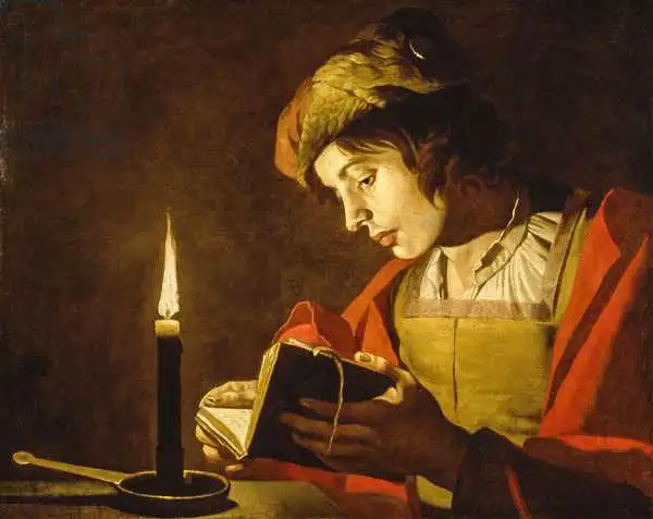 Stomer,: Young Man Reading by Candle Light