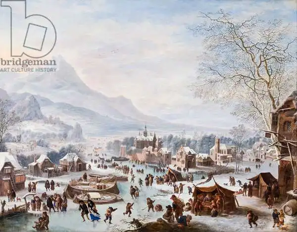 Griffier, Jan, the elder: Winter Scene with Skaters