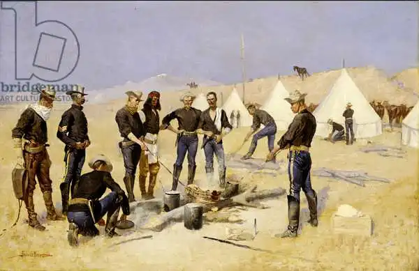Remington, Frederic S.: Roasting the Christmas Beef in a Cavalry Camp