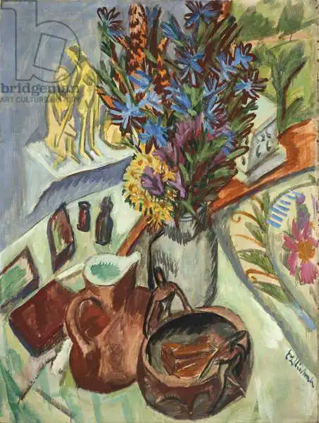 Kirchner, Ernst Ludwig: Still Life with Jug and African Bowl