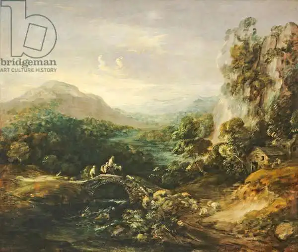 Gainsborough, Thomas: Mountain landscape with bridge, c.1783-1784