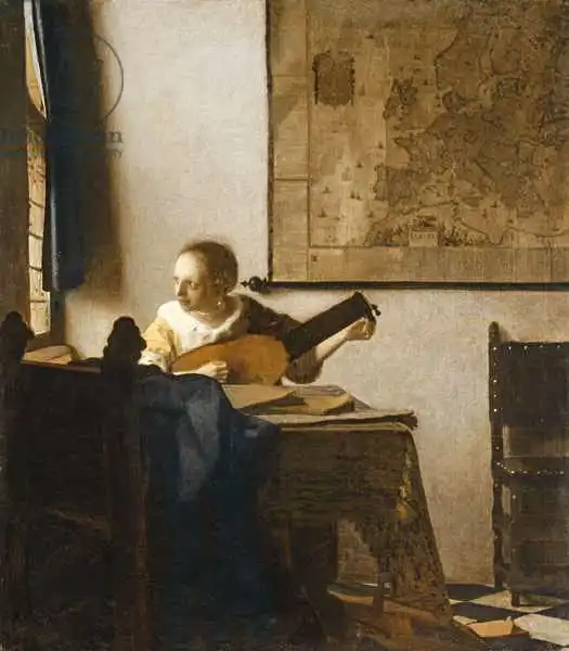 Vermeer, Jan: Woman with a Lute, c.1662-1663
