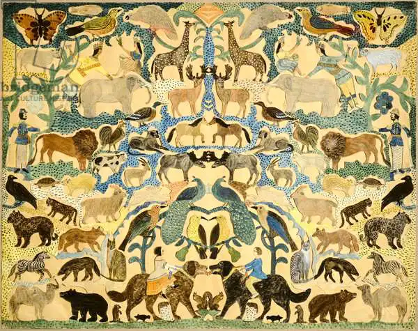 American school (19th century): Cutout of Animals