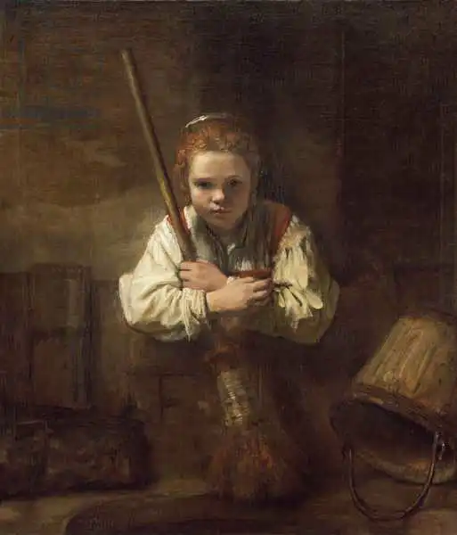 Rembrandt, van Rijn: A Girl with a Broom