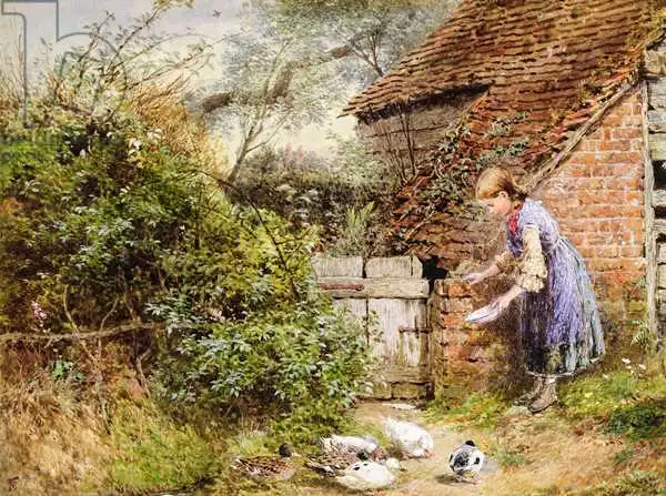 Foster, Myles Birket: Feeding the Ducks