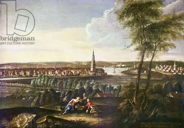 Meyer, Johann Friedrich: View of the Church of the Holy Spirit and the suburb of Nowawes from Brauhausberg