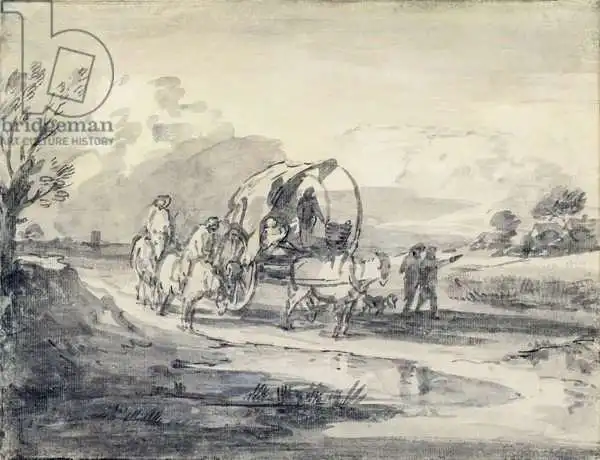Gainsborough, Thomas: Open Landscape with Herdsman and Covered Cart, c.1780-85