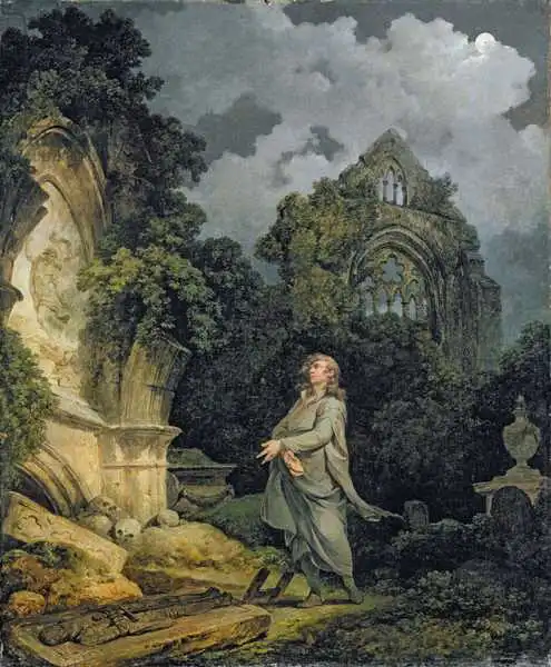 Loutherbourg, Philippe: Visitor to a Moonlit Churchyard