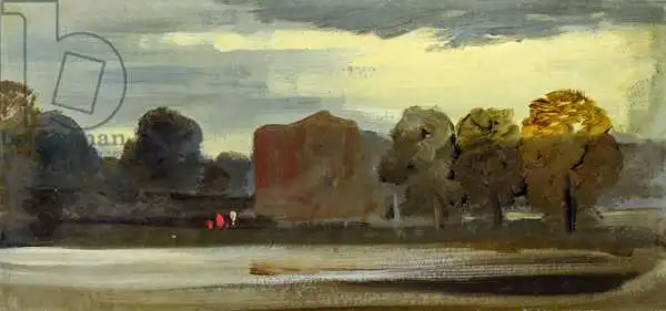 English school (19th century): Landscape with Lake (Lake Scene) previously attributed to J.M.W. Turner (1775-1851) and also attributed to Peter de Wint (1784-1849), 1828-29