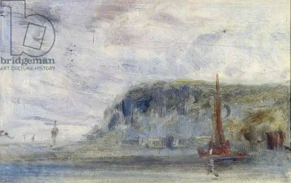 English school (19th century): Coast with Cliffs and Boats previously attributed to J.M.W. Turner (1775-1851) and also attributed to Peter de Wint (1784-1849)