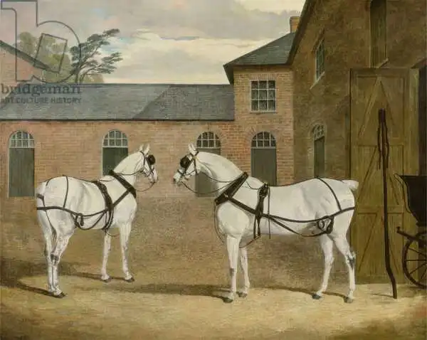 Herring Snr, John Frederick: Les chevaux de la calèche de M. Sowerby dans son coachyard à Putteridge Bury, Hertfordshire