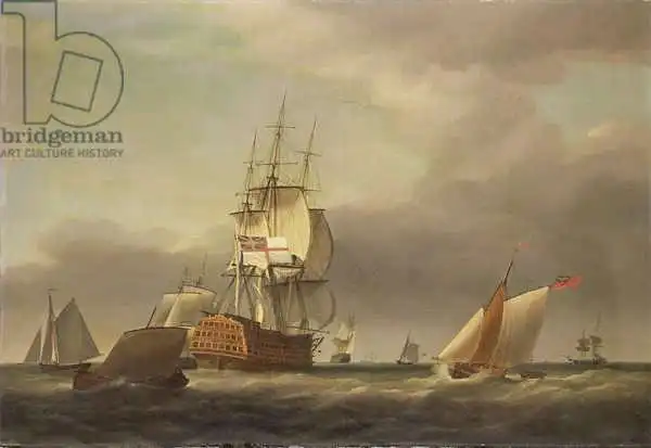 Holman, Francis: A Seascape with Men-of-War and Small Craft