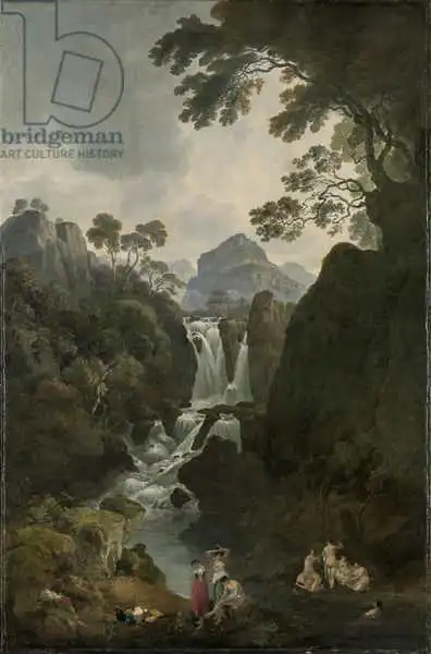 Ibbetson, Julius Caesar: A Waterfall with Bathers, c.1800-17