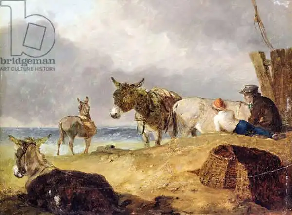 Ibbetson, Julius Caesar: Donkeys and Figures on a Beach