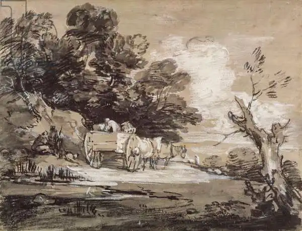 Gainsborough, Thomas: Wooded Landscape with Country Cart and Figures, c.1785-88