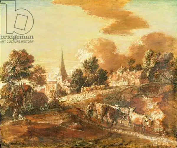 Gainsborough, Thomas: An Imaginary Wooded Village with Drovers and Cattle, c.1771-72