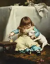 Barber, Charles Burton: Girl with a puppy