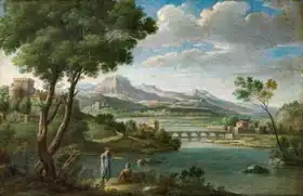 Lint, Hendrik van: An italianate landscape with figures resting