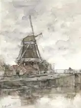 Maris, Jacob: Mill and bridge in the North West Buitensingel in The Hague