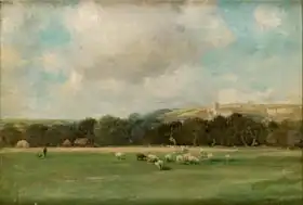 Aumonier, James: Landscape with a flock of sheep