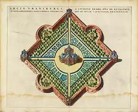 Blaeu, Willem: Tycho Brahe Uraniborg palace-observatory