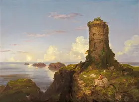 Cole, Thomas: Italian Coast Scene with Ruined Tower
