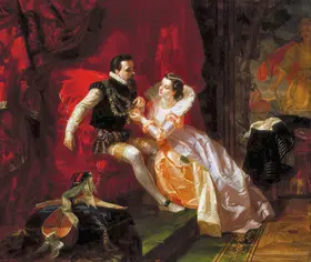 Ward, Edward Matthew: Leicester and Amy Robsart at Cumnor Hall