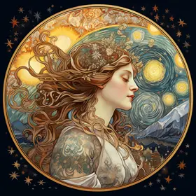 Art visions by AI: Mucha and the starry night