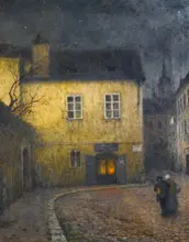 Schikaneder, Jakub:  A street corner in Prague