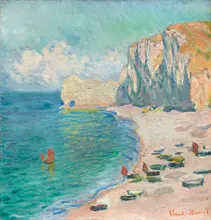 Monet, Claude: The Beach and the Cliff by Amont
