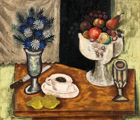 Procházka, Antonín: Still life with fruit and bouquet