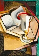 Procházka, Antonín: Still life with cup and book