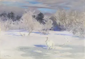 Liljefors, Bruno: Winter landscape with snow rabbit