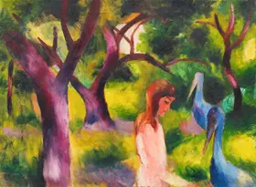 Macke, August: Girl with blue birds