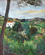Cézanne, Paul: Landscape with red roof or The pine at the Estaque, 1875-76