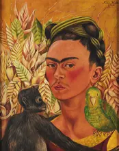 Kahlo, Frida: Self-portrait with monkey and parrot