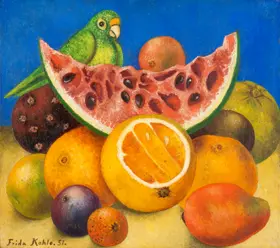 Kahlo, Frida: Untitled (Still life with parrot and fruit)