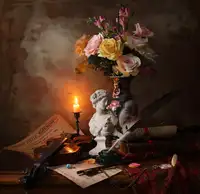 Morozov, Andrey: Still life with bust and flowers