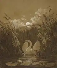 Carus, Karl Gustav: A Swan Among the Reeds, by Moonlight