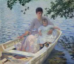 Tarbell, Edmund Charles: Mother and child on boat