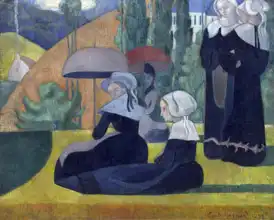 Bernard, Emile: Breton women with umbrellas
