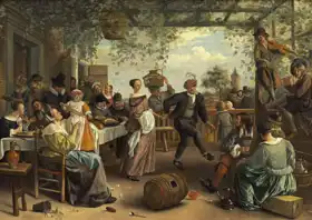 Steen, Jan Havicksz: Dancing couple at celebration