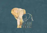 Manovski, Sarah: Gold Elephant Line art Silhouettes 2