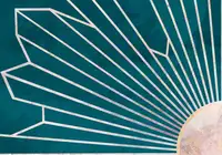 Manovski, Sarah: Gold geometric sun rays mural turquoise