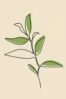 stanley, jay: Abstract One Line Leaf Drawing I