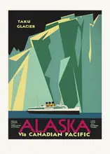 Poster, Travel Vintage: Alaska Via Canadian Pacific. Taku Glacier