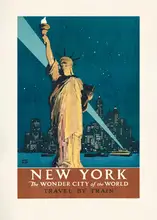 Poster, Travel Vintage: New York, the Wonder City of the World Travel By Train (1927) Poster By Adolph Treidler