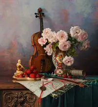 Morozov, Andrey: Still life with violin and roses