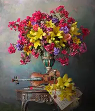 Morozov, Andrey: Still life with violin and flowers