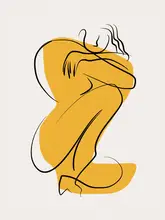 Dean, Little: Self Hug Nude In Linear Abstract